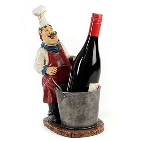 Fat Chef Italian Bistro Statue Tall Big Large Figurine Wine Holder