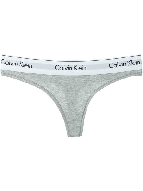 Calvin Klein Logo Waistband Thong In Gray Lyst