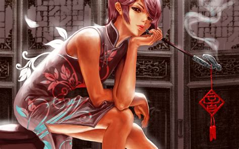 Chinese Clothes Meiko Vocaloid Anime Girls Artwork Wallpapers Hd