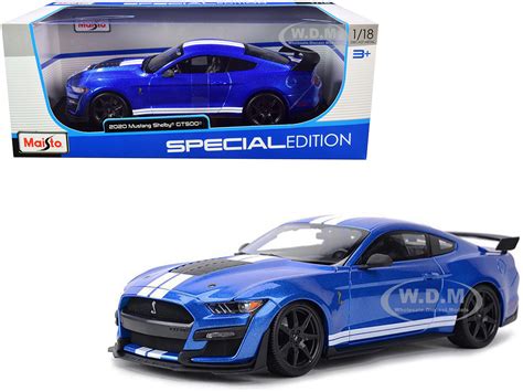 2020 Ford Mustang Shelby Gt500 Blue Metallic White Stripes Special