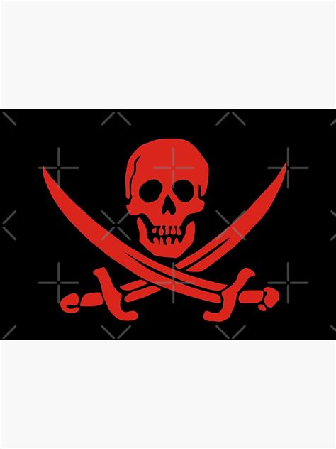 Red Calico Jack Pirate Flag Jolly Roger Skull And Bones Graphic