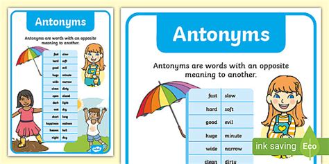 Antonym Display Poster Teacher Made Twinkl