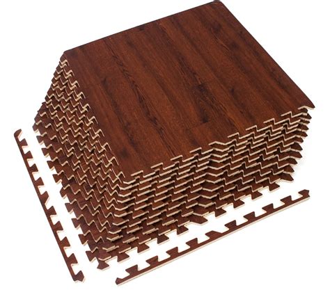 Sorbus Wood Grain Floor Mats Foam Interlocking Mats Tile 38 Inch Thick