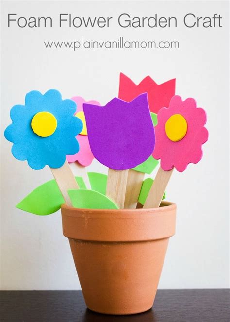 Foam Flower Garden Craft Plain Vanilla Mom Spring Crafts For Kids