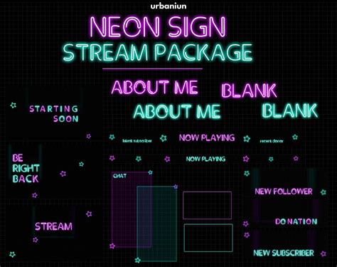 Neon Twitch Overlay Animated Package Light Stream Package Etsy