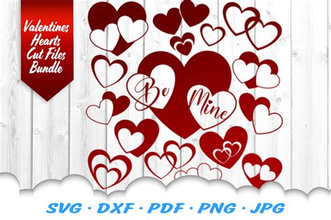 valentines day hearts svg dxf cut files bundle