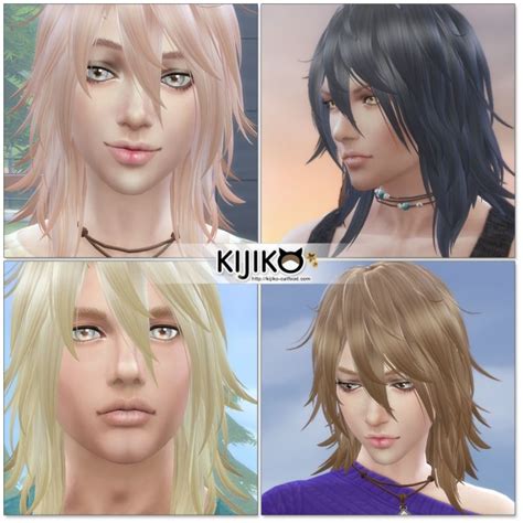 Sims 4 Hairs Kijiko Sims Pink And Fluffy Long Hair Version For Her
