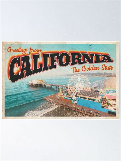 Greetings From California Vintage Travel Postcard Design Poster