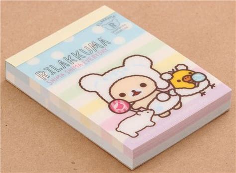 Colorful Striped Rilakkuma Bear Shima Shima Everyday Mini Note Pad San