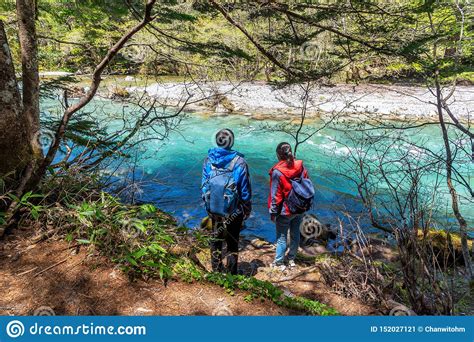 Azusa Turquoise Color River At Kamikochi In Northern Japan Alps With