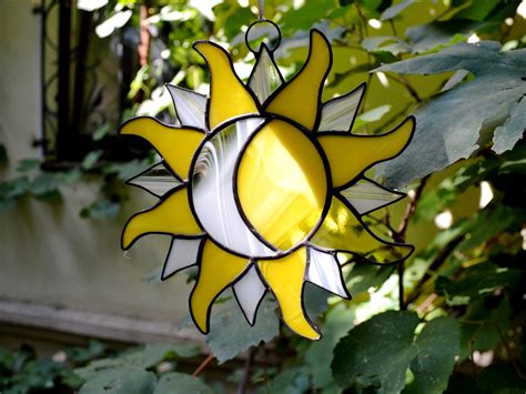 Sun And Moon Stained Glass Suncatcher Stained Glass Sun And Etsy