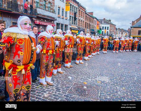 Binche Belgium Feb 28 Participants In The Binche Carnival In