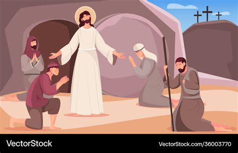 Jesus Resurrection Flat Royalty Free Vector Image