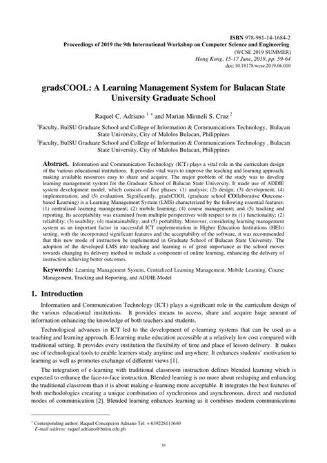 Pdf Gradscool A Learning Management System For Bulacan State