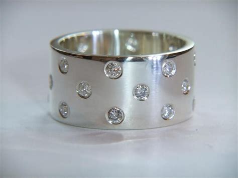 Chunky 925 Sterling Silver Ring Set With 10 Diamonds 033ct Etsy