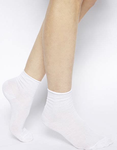 Asos Roll Top Ankle Socks In White Lyst