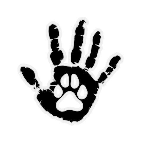 Human Hand And Paw Print Laptop Sticker T For Dog Cat Owner Etsy