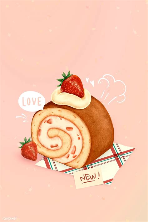Hand Drawn Strawberry Shortcake Mockup Free Image By