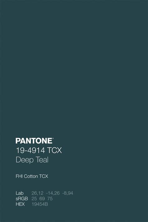 Pantone 19 4914 Tcx Deep Teal Color Code Lab Srgb Hex【2023】