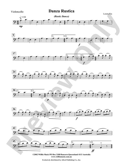 Danza Rustica Cello Cello Part Digital Sheet Music Download