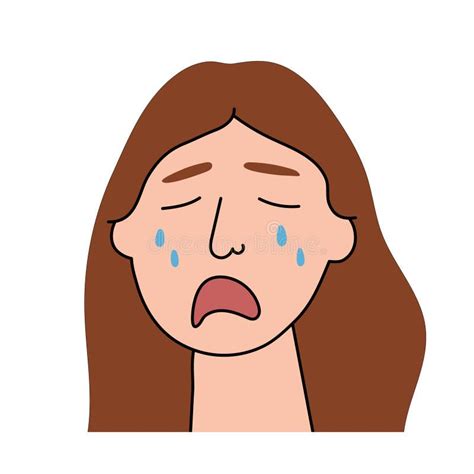 Sad Woman Cries With Pain And Grief Sobbing Girl Flat Character Sheds