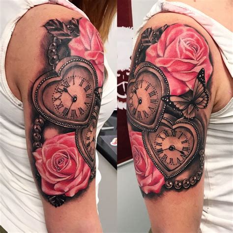 Https://tommynaija.com/tattoo/clock And Rose Tattoo Designs