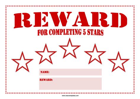 5 Star Reward Chart Templates At