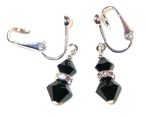 Jet Black Crystal Earrings Sterling Silver Dangle Swarovski Etsy