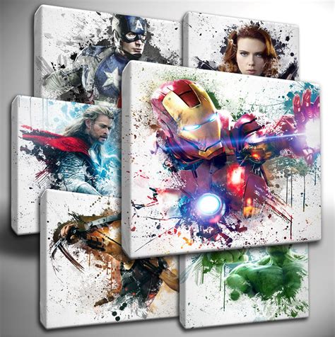 Choose Your Marvel Avengers Paint Splatter Canvas Wall Art Picture