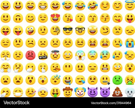 Facial Expressions 88 Emoji Set Royalty Free Vector Image