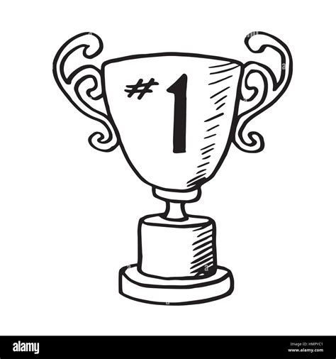 Gold Trophy Hand Drawn Vector Doodle Illustration For The First Winner