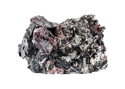 Raw Red Garnet Crystals In Biotite Rock Cutout Stock Image Image Of