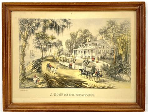 Lot Currier And Ives A Home On The Mississippi Hand Colored Lithograph