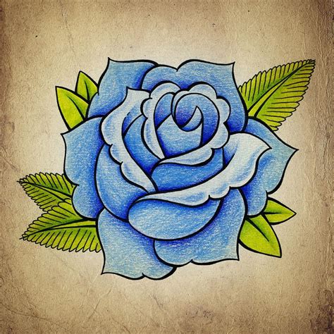 Rosa Azul Lapiz De Colores Rose Drawing Tattoo Roses Drawing Plant