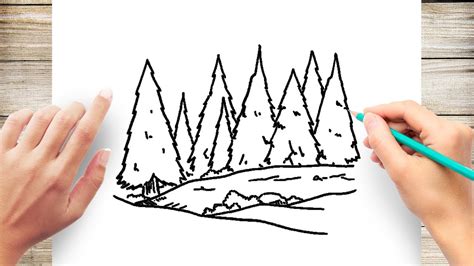 How To Draw Pine Forests Step By Step Youtube