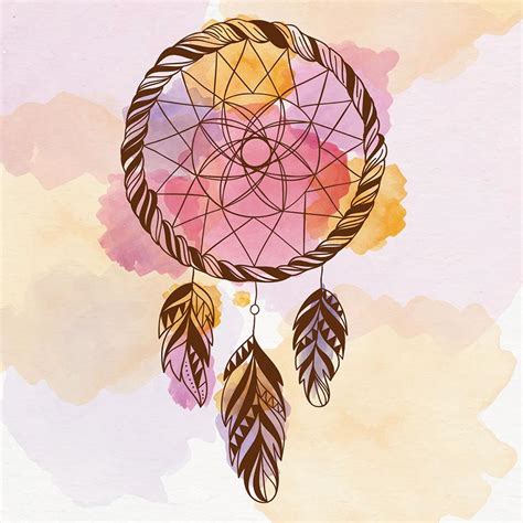Tribal Watercolor Dream Catcher In Pink Large Modern