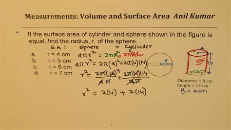 Sphere Cylinder Combination With Surface Area And Volume Level 2