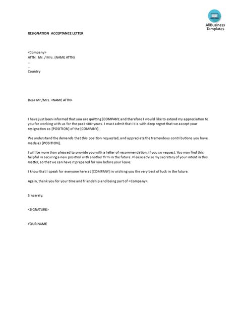 What Is A Resignation Acceptance Letter Quora