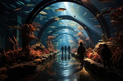 Premium AI Image Underwater Tunnel At Ripley S Aquarium With An