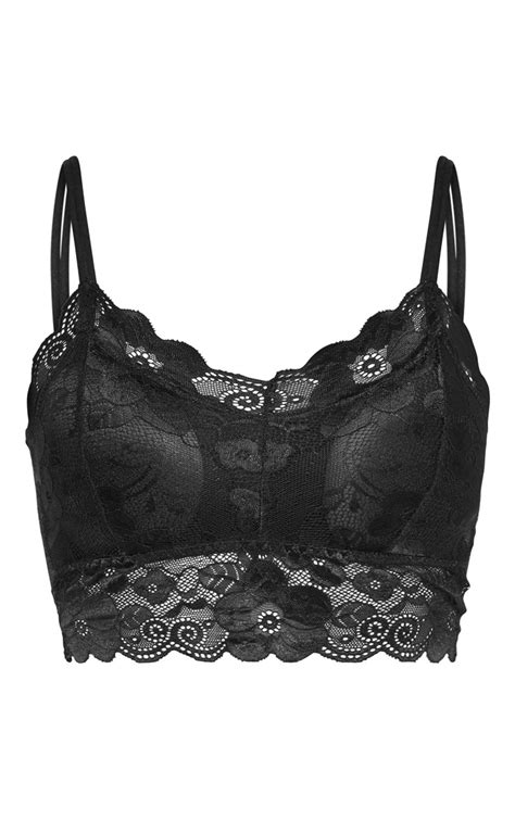 black padded floral lace bralette lingerie prettylittlething ksa