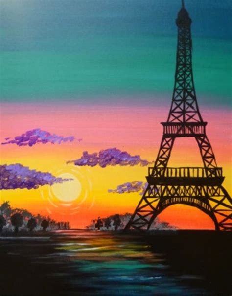 Paris Sunset Paris Painting Eiffel Tower Painting Paris Canvas