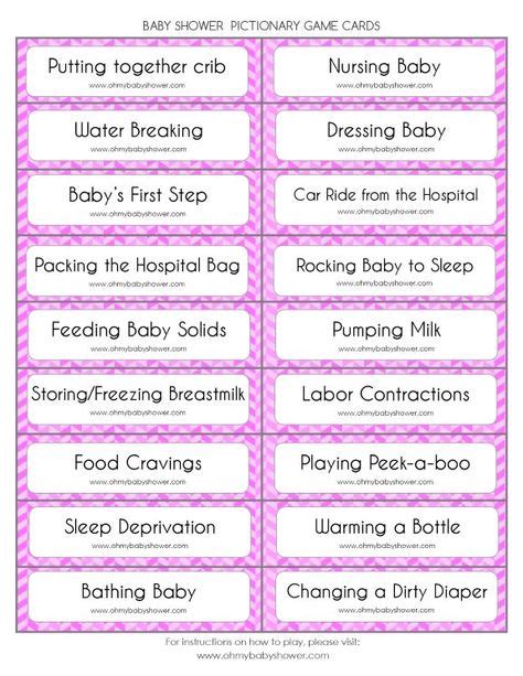 How To Play Baby Shower Pictionary In 2019 Baby Shower Charades Free