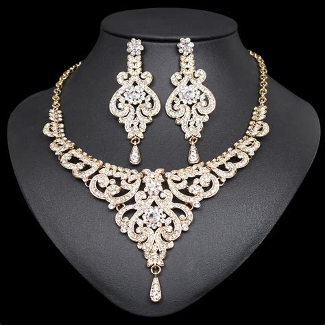 Elegant Indian Bridal Necklace Earrings Sets Dubai Jewelry Sets For