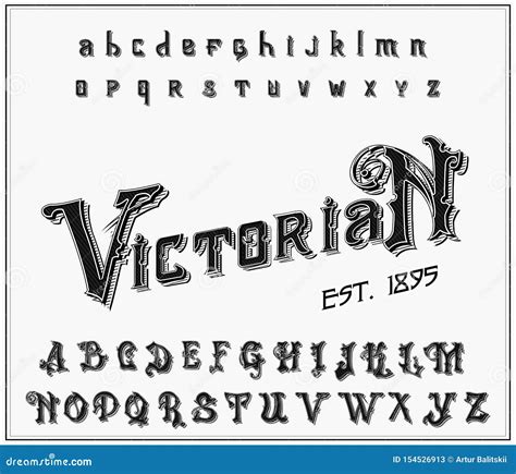 Victorian Alphabet In Ancient Style Antique Old Font Vintage Typeface