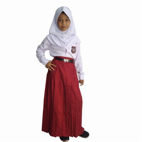 Setelan Baju Seragam Sd Anak Perempuan Merah Putih Panjang Shopee