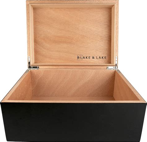 Blake And Lake Large Wooden Box With Hinged Lid Wood Storage Box With