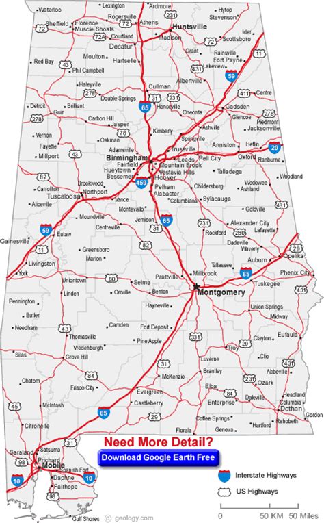 Alabama Map And Alabama Satellite Image
