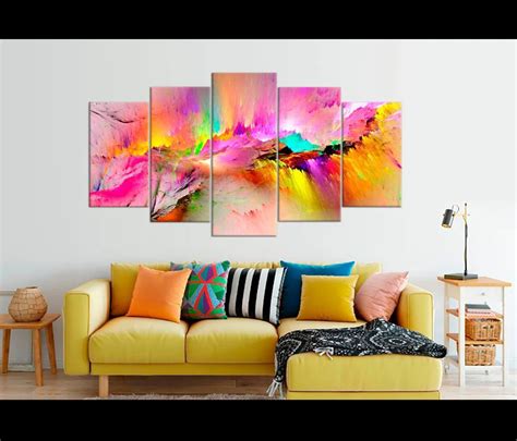 Abstract Art Colorful Extra Large Wall Art Rainbow Multicolor Artwork
