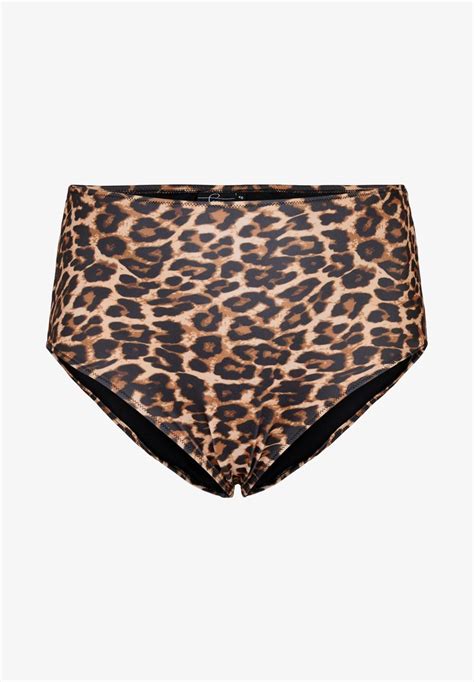 Zizzi High Waisted Leopard Print Bikini Bottoms Leopard Printbrown