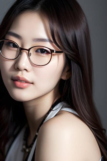 Premium AI Image Beautiful Korean Woman Wearing Glasses